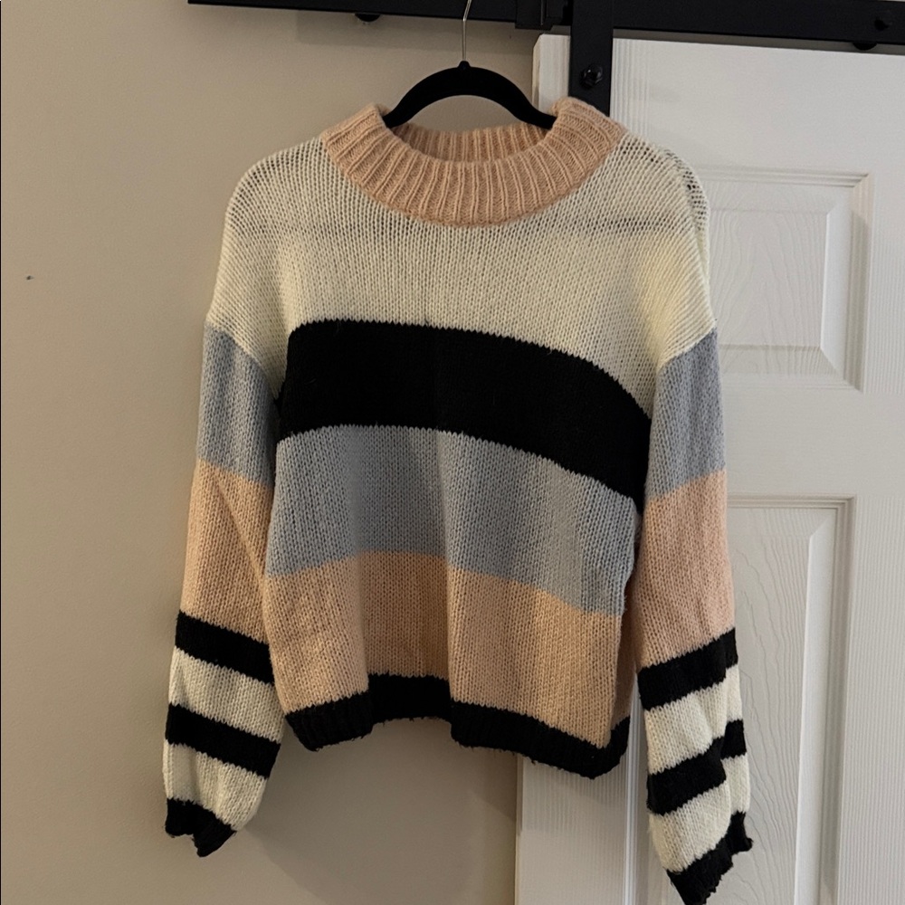 BP Colorblock Women's Sweater in Cream, Black, and Tan